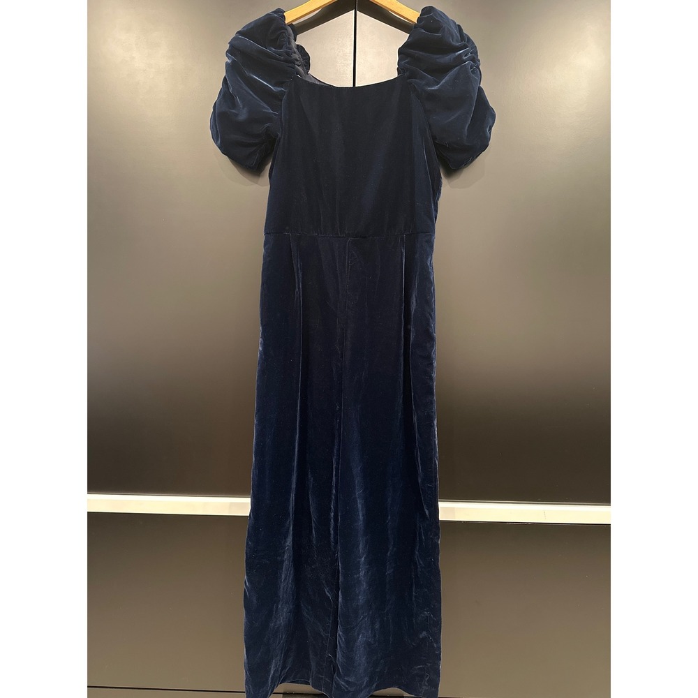 Janie and Jack Girls Navy Velvet Puff Sleeve Jumpsuit Holiday 14 NEW